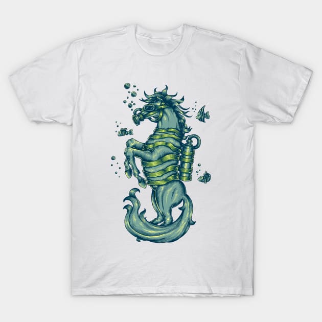 Sea horse T-Shirt by SAN ART STUDIO 